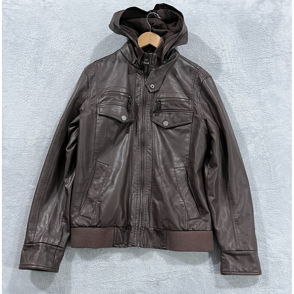 INC‎ International Concepts Jacket Mens S Faux-Leather Bomber Biker Y2K